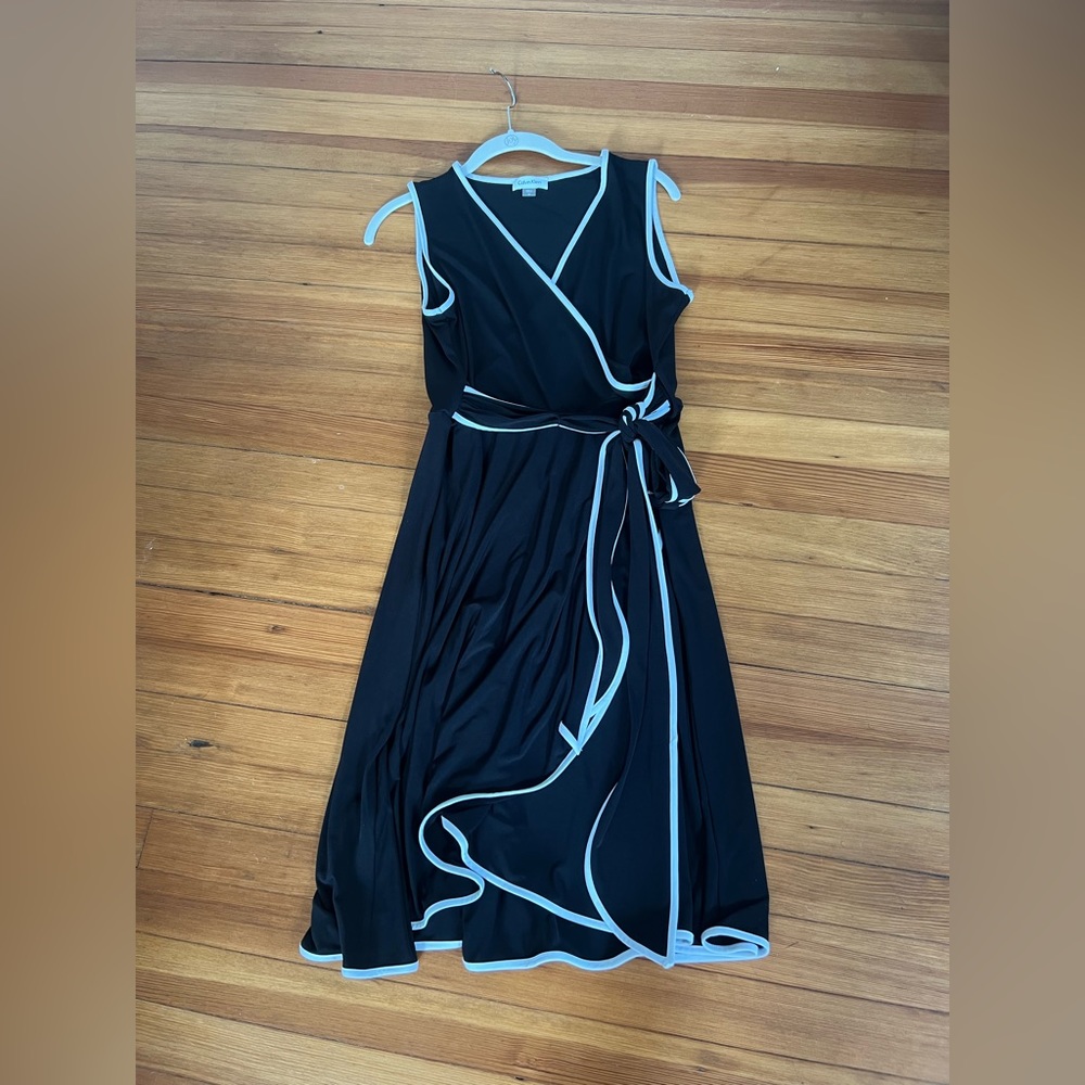 Calvin Klein Black Wrap Dress Size 10 NWOT